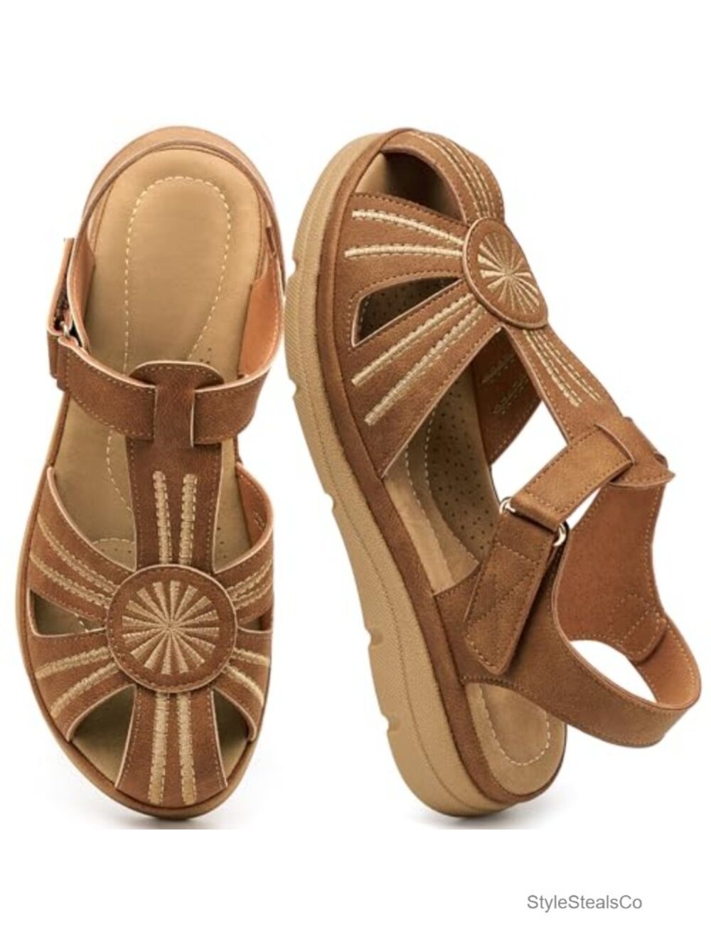 Closed Toe Sandals with Cushioned Footbed & Adjustable Strap